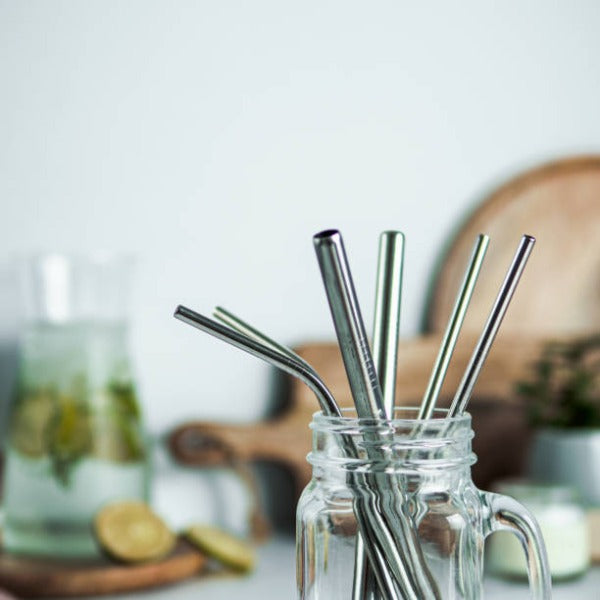 The Eco Kind Stainless Steel Straws Bent- 4 Pack.