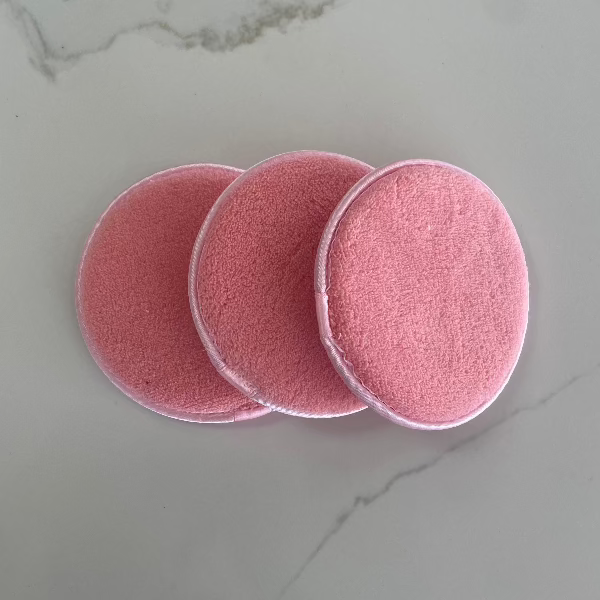 Three Microfibre pink cleansing pads seconds set