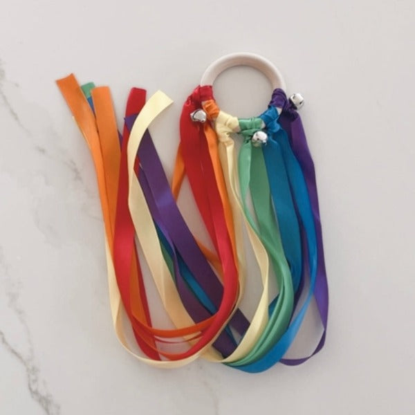 The Eco Kind Rainbow Ribbon Hand Kite With Bells