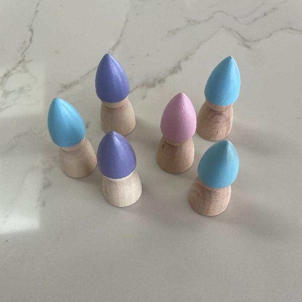 Mixed Pastel Wooden Gnome Set Seconds