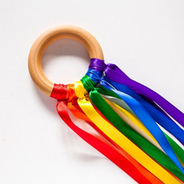 Baby Wooden Toy Rainbow Ribbon Kite