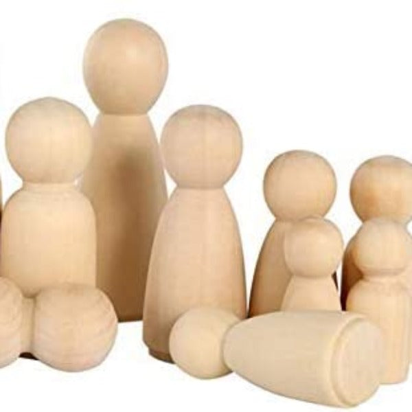 wooden peg doll family set